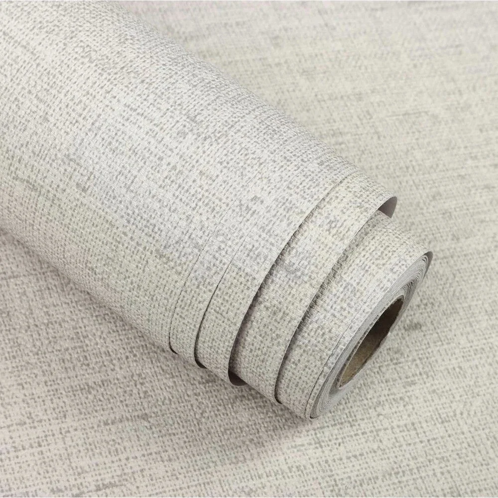 Beige Gray Wallpaper Grasscloth Peel Stick Wallpaper Contact Paper 15.7